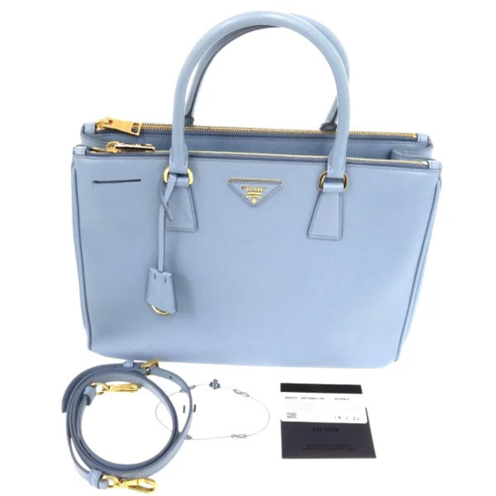 Prada Handbag Galleria ASTRALE Leather Blue Saffiano